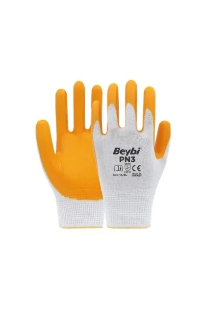 Beybi PN3 Sarı Nitril Kaplı Polyester Örme İş Eldiveni