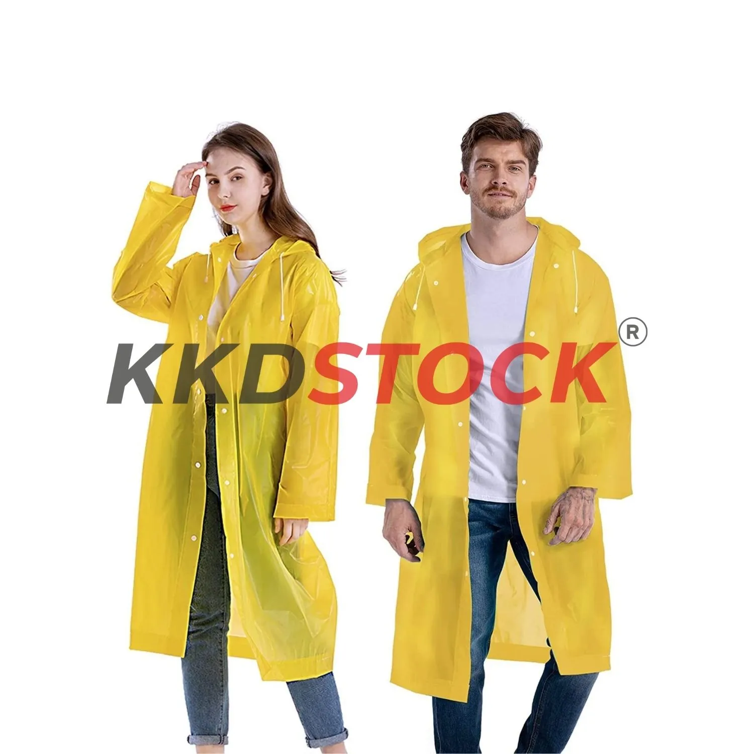 KKDSTOCK Unisex Yağmurluk Su Rüzgar Geçirmez Çıtçıtlı Kapüşonlu Eva Yağmurluk
