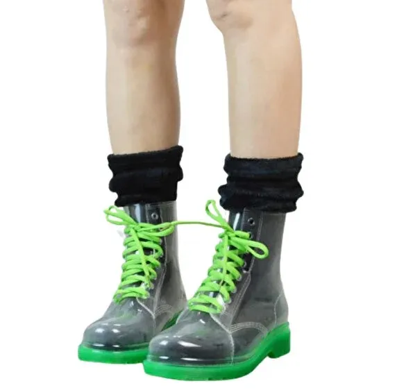 KKDSTOCK Şeffaf Yağmur Çizmesi Su Geçirmez Şık Bot