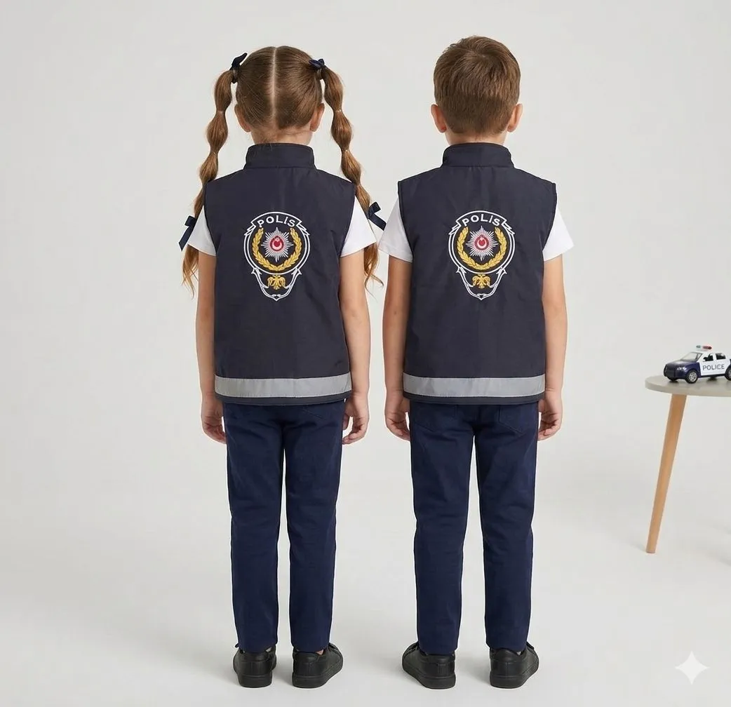 Çocuk Polis Şapka ve Yeleği