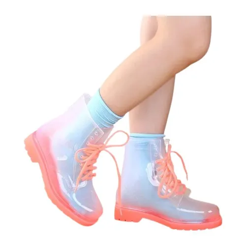 KKDSTOCK Şeffaf Yağmur Çizmesi Su Geçirmez Şık Bot
