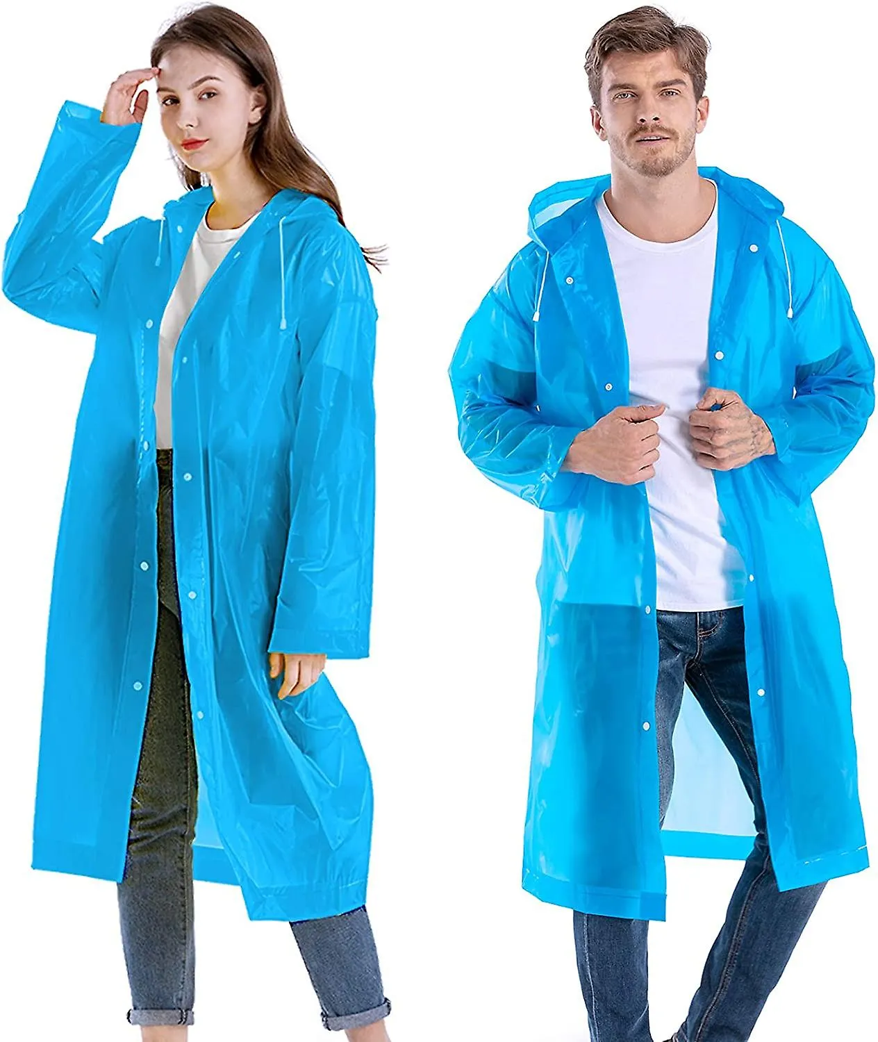 KKDSTOCK Unisex Yağmurluk Su Rüzgar Geçirmez Çıtçıtlı Kapüşonlu Eva Yağmurluk