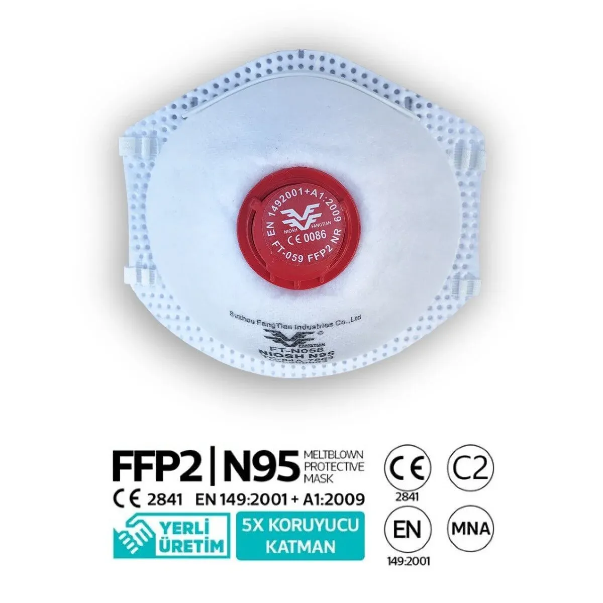 FFP2 Ventilli Konik Katlanabilir N95 Toz Maskesi (15