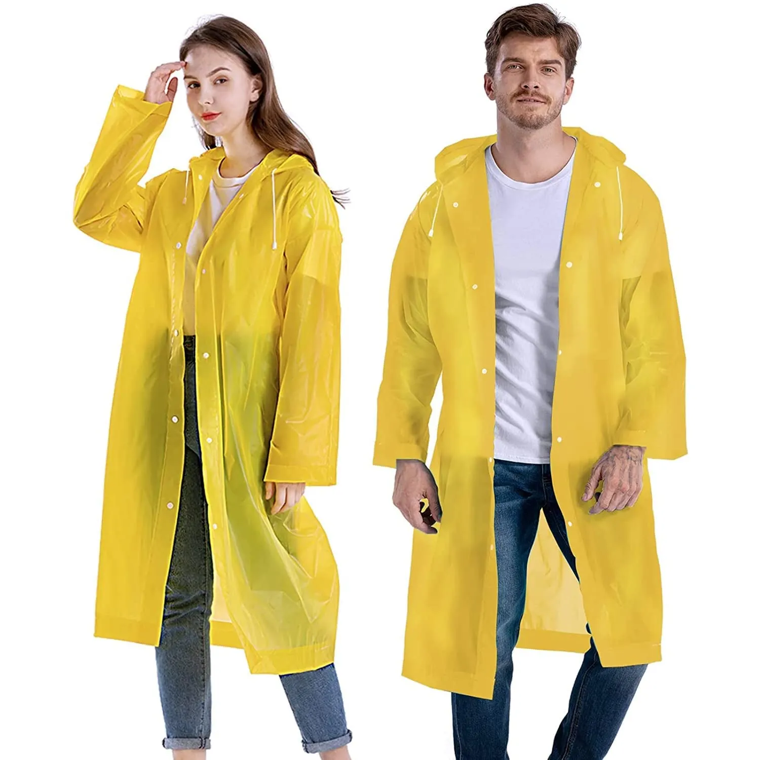 KKDSTOCK Unisex Yağmurluk Su Rüzgar Geçirmez Çıtçıtlı Kapüşonlu Eva Yağmurluk