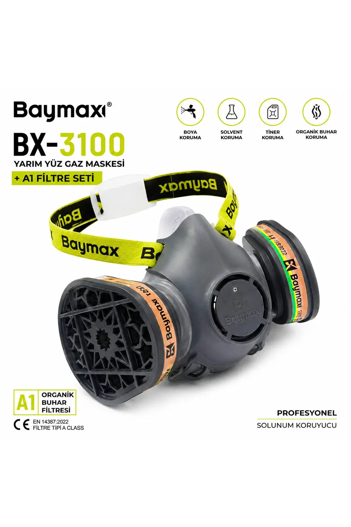 Baymax BX-3100 Yarım Yüz Gaz Maskesi