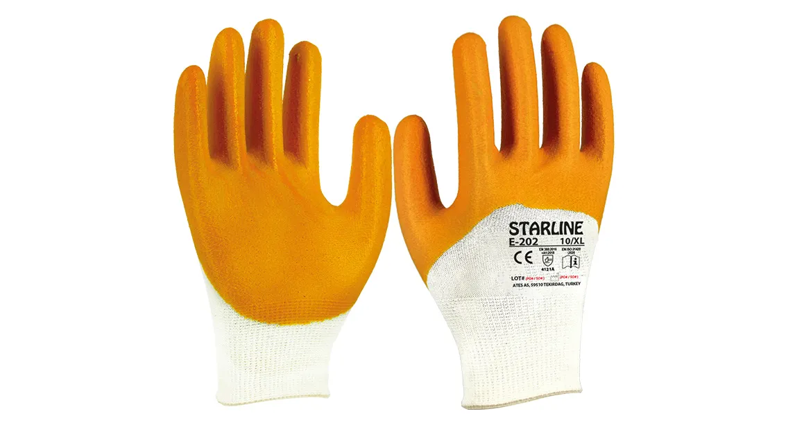 Starline E-202 Nitril Kaplı Pamuk Astar İş Eldiveni 