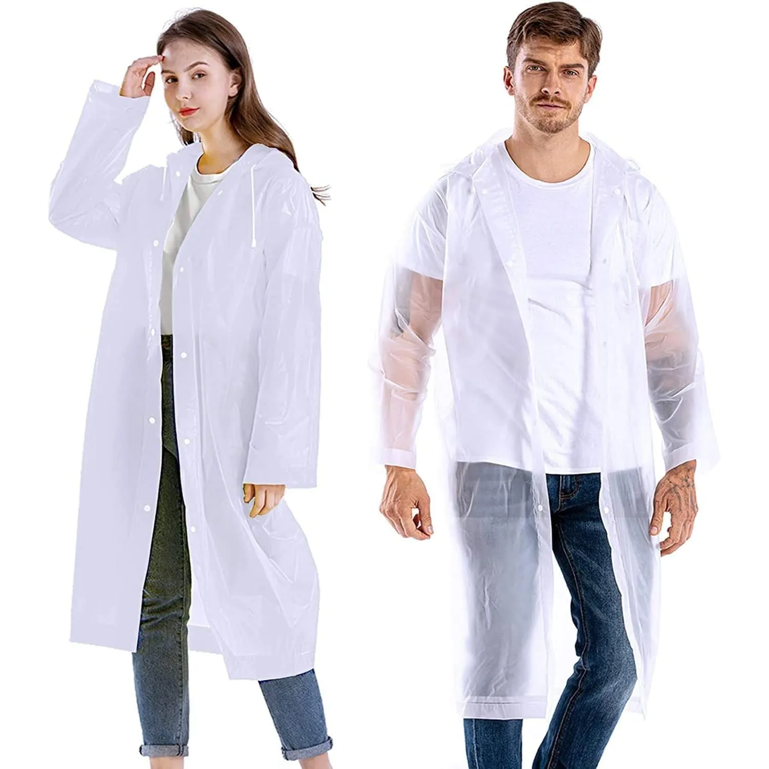 KKDSTOCK Unisex Yağmurluk Su Rüzgar Geçirmez Çıtçıtlı Kapüşonlu Eva Yağmurluk