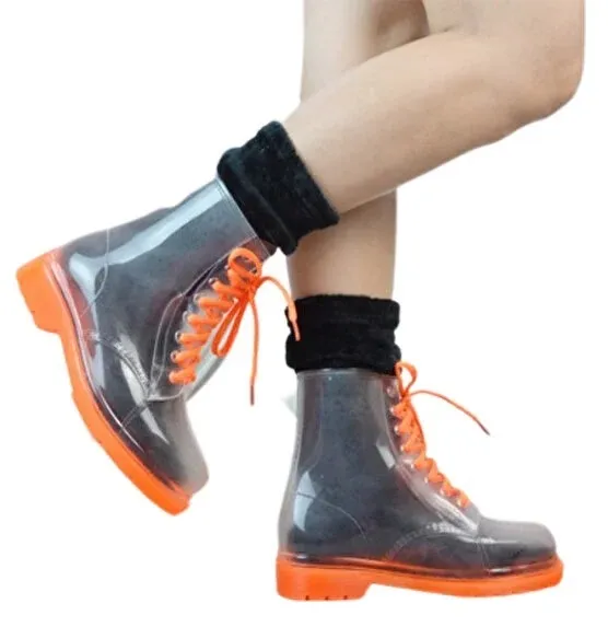 KKDSTOCK Şeffaf Yağmur Çizmesi Su Geçirmez Şık Bot