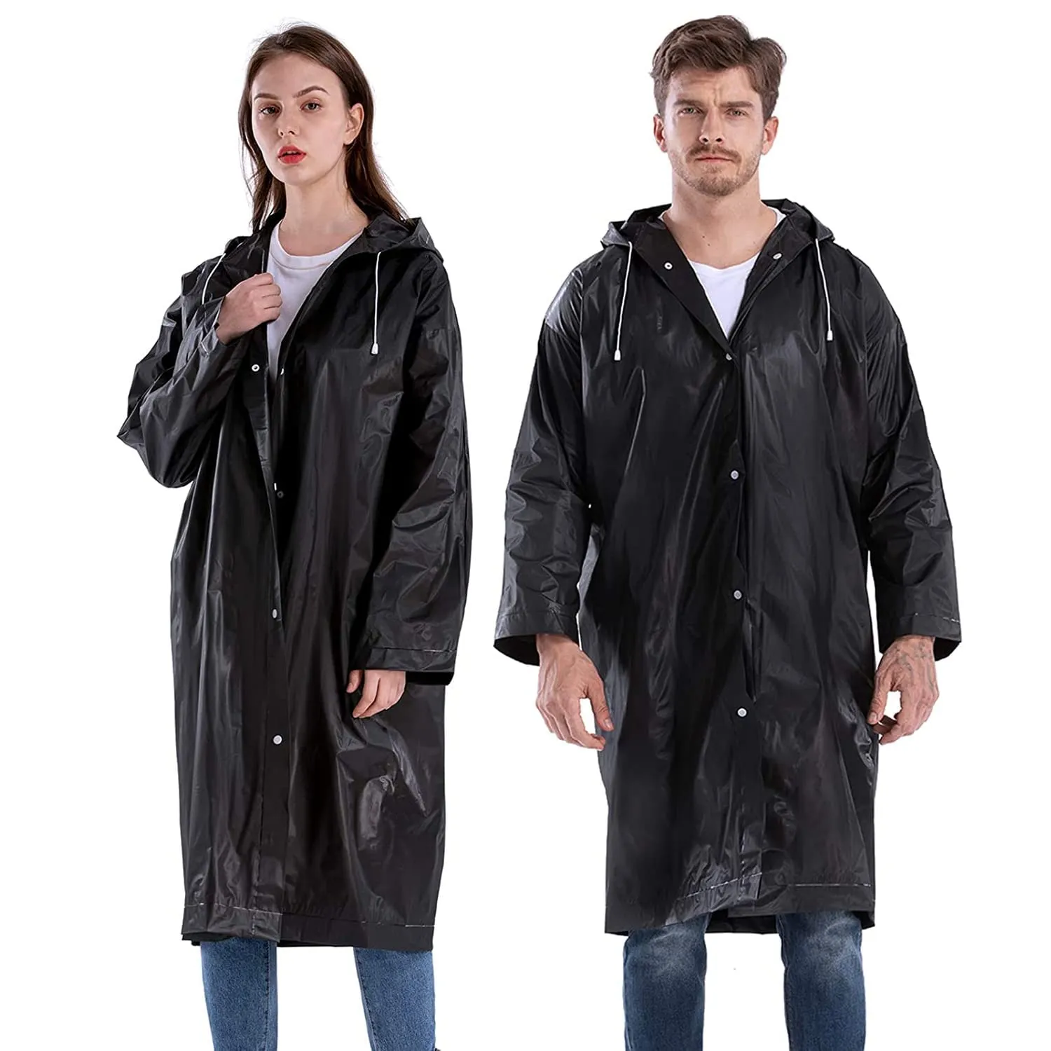 KKDSTOCK Unisex Yağmurluk Su Rüzgar Geçirmez Çıtçıtlı Kapüşonlu Eva Yağmurluk