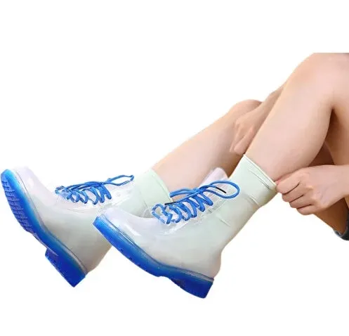 KKDSTOCK Şeffaf Yağmur Çizmesi Su Geçirmez Şık Bot